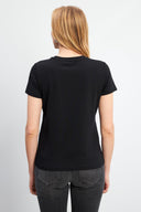 Kadın Rachel Bisiklet Yaka Slim Fit Basic Tişört - Siyah