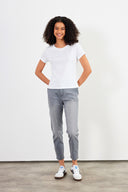 Kadın Rachel Bisiklet Yaka Slim Fit Basic Tişört - Beyaz