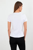 Kadın Rachel Bisiklet Yaka Slim Fit Basic Tişört - Beyaz