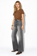 Rachel Bisiklet Yaka Slim Fit Basic Tişört-Kahverengi