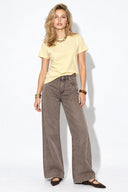 Rachel Bisiklet Yaka Slim Fit Basic Tişört-Sarı