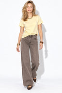 Rachel Bisiklet Yaka Slim Fit Basic Tişört-Sarı