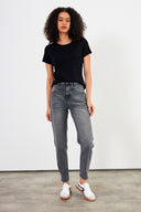 Kadın Rachel Bisiklet Yaka Slim Fit Basic Tişört - Siyah