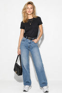 Rachel Bisiklet Yaka Slim Fit Basic Tişört-Siyah