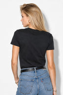 Rachel Bisiklet Yaka Slim Fit Basic Tişört-Siyah