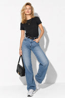 Rachel Bisiklet Yaka Slim Fit Basic Tişört-Siyah