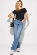 Rachel Bisiklet Yaka Slim Fit Basic Tişört-Siyah