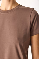 Kadın Rachel Bisiklet Yaka Slim Fit Basic Tişört - Vizon