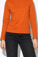 Rachel Bisiklet Yaka Slim Fit Basic Uzun Kollu Tişört-Kiremit