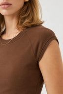 Reglan Kollu Slim Fit Tişört-Kahverengi