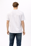 Regular Fit Cep Detaylı Nakışlı Tişört-Beyaz