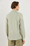 Erkek Regular Fit Çizgili Armürlü Gömlek %100 Pamuk - Haki