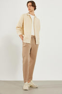 Erkek Regular Fit Çizgili Armürlü Gömlek %100 Pamuk - Taş