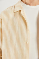 Erkek Regular Fit Çizgili Armürlü Gömlek %100 Pamuk - Taş