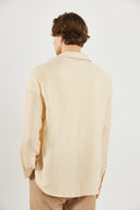 Erkek Regular Fit Çizgili Armürlü Gömlek %100 Pamuk - Taş