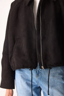 Kadın Regular Fit Crop Süet Ceket - Siyah