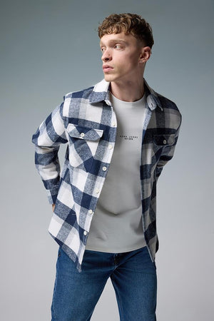 Erkek Regular Fit Ekose Dış Gömlek - Lacivert