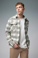 Erkek Regular Fit Ekose Dış Gömlek - Haki