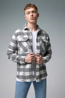 Erkek Regular Fit Ekose Dış Gömlek - Siyah - Ekru