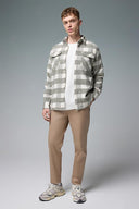 Erkek Regular Fit Ekose Dış Gömlek - Haki