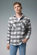 Erkek Regular Fit Ekose Dış Gömlek - Siyah - Ekru