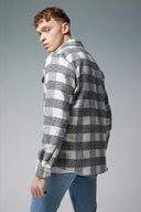 Erkek Regular Fit Ekose Dış Gömlek - Siyah - Ekru