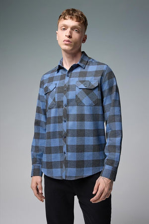 Erkek Regular Fit Ekose Flanel Gömlek - Indigo