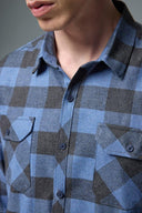 Erkek Regular Fit Ekose Flanel Gömlek - Indigo