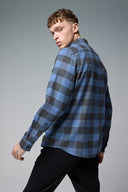 Erkek Regular Fit Ekose Flanel Gömlek - Indigo