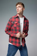 Erkek Regular Fit Ekose Flanel Gömlek - Kırmızı