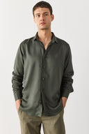 Erkek Regular Fit Lyocell Gömlek %100 Lyocell - Haki