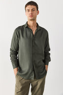 Erkek Regular Fit Lyocell Gömlek %100 Lyocell - Haki