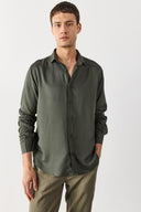 Erkek Regular Fit Lyocell Gömlek %100 Lyocell - Haki