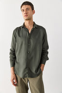 Erkek Regular Fit Lyocell Gömlek %100 Lyocell - Haki