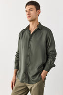 Erkek Regular Fit Lyocell Gömlek %100 Lyocell - Haki