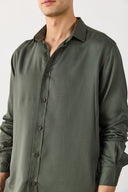 Erkek Regular Fit Lyocell Gömlek %100 Lyocell - Haki