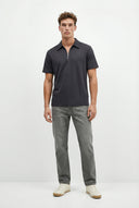 Regular Fit Polo Yaka Fermuar Detaylı Tişört-Indigo