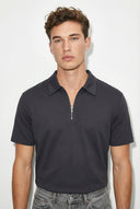 Regular Fit Polo Yaka Fermuar Detaylı Tişört-Indigo