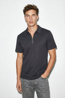 Regular Fit Polo Yaka Fermuar Detaylı Tişört-Indigo