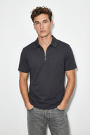 Regular Fit Polo Yaka Fermuar Detaylı Tişört-Indigo