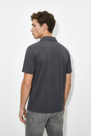 Regular Fit Polo Yaka Fermuar Detaylı Tişört-Indigo