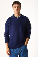 Erkek Regular Fit Yakalı Triko Kazak - Lacivert