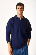 Erkek Regular Fit Yakalı Triko Kazak - Lacivert