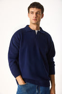 Erkek Regular Fit Yakalı Triko Kazak - Lacivert