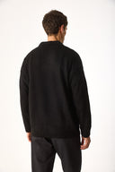 Erkek Regular Fit Yakalı Triko Kazak - Siyah