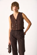 Kadın Regular Fit Yelek - Kahverengi