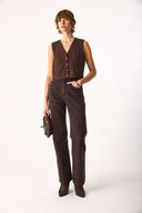 Kadın Regular Fit Yelek - Kahverengi