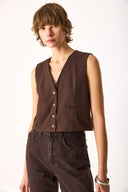 Kadın Regular Fit Yelek - Kahverengi