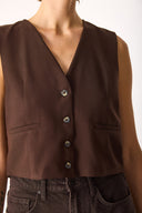 Kadın Regular Fit Yelek - Kahverengi