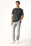 Erkek Relax Bisiklet Yaka Baskılı Regular Fit Tişört %100 Pamuk - Antrasit